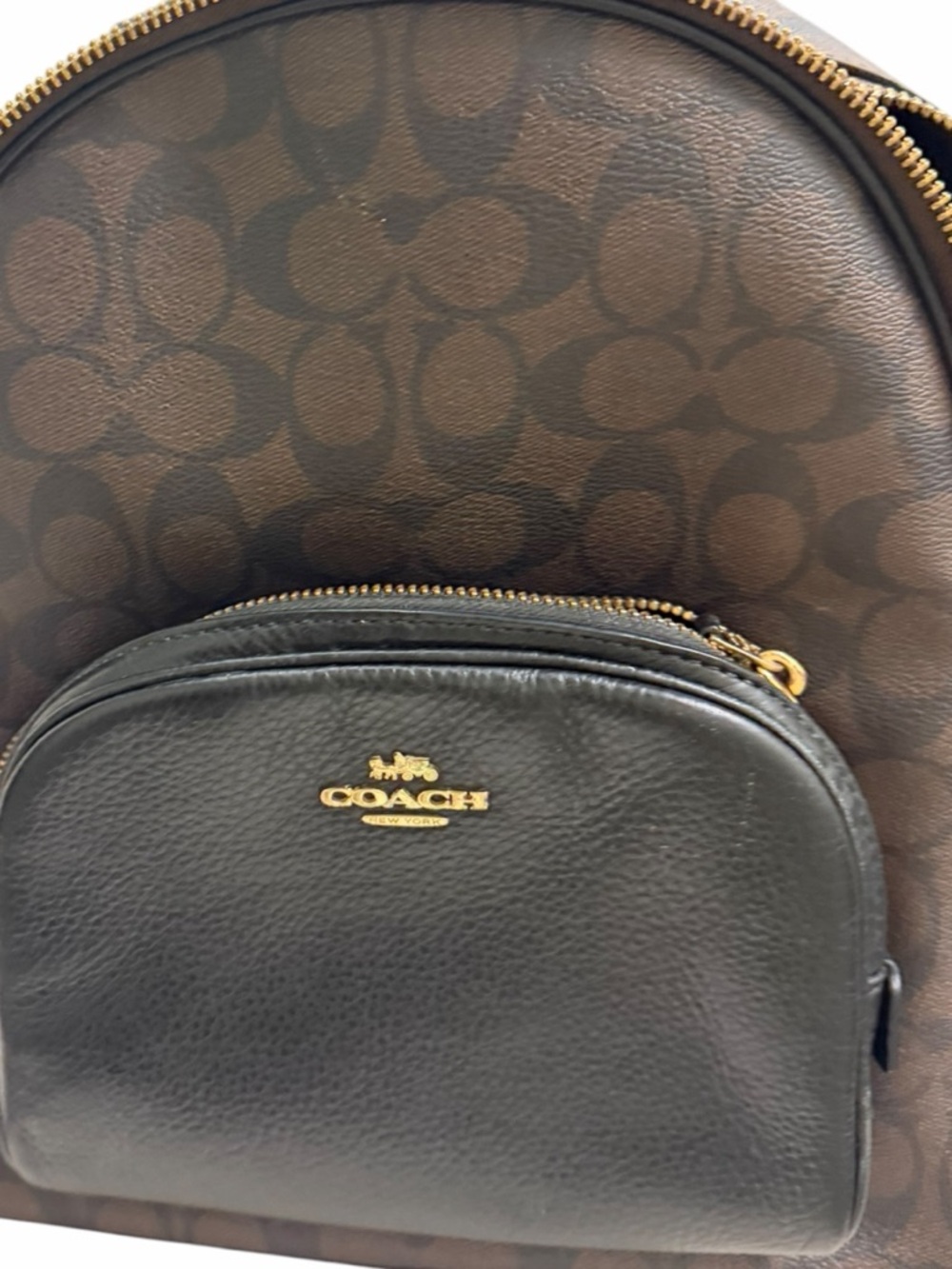 Coach Signature Mini Backpack Brown Black PVC Leather Gold Tone Women - Picture 7 of 14